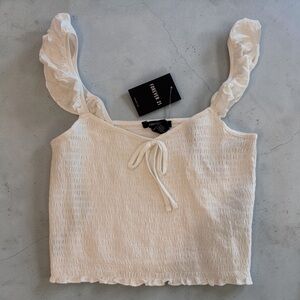NWT: Forever 21 Bundle:White Textured Tie-Front Top